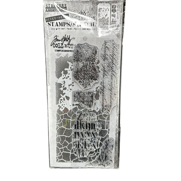 Tim Holtz Mixed Media Clear Stamps Stencil Background Grime Crackle New THMM123 - Picture 1 of 8